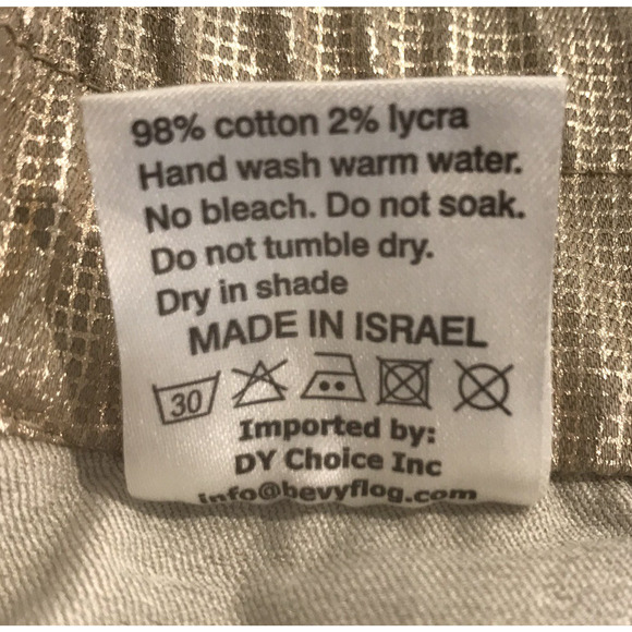 Bevy Flog Shely Drawstring Pull On Pants Gold Metallic Grid Pockets Size 29 - Picture 12 of 12